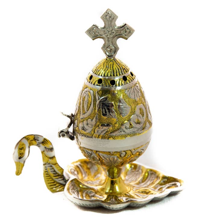 TheHolyArt - Wholesale Incense Holder - Christian Brass Resin Incense Burner, Greek Orthodox Thurible Incense holder, Metal Byzantine Home Censer Perfume burner, religious decor2