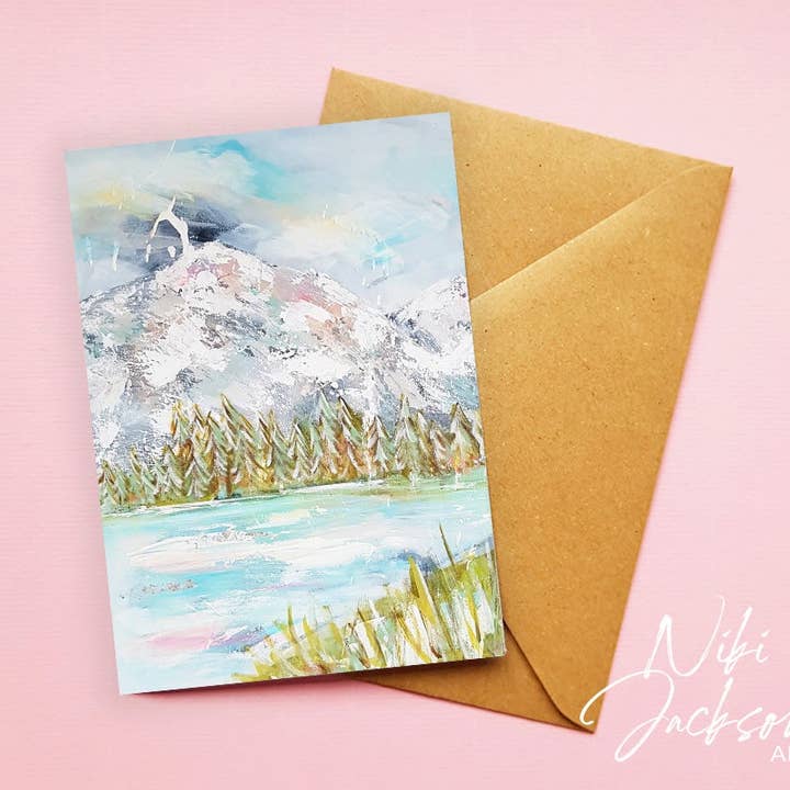 Cartão de saudação da cena da montanha serenidade por atacado de Niki Jackson Art