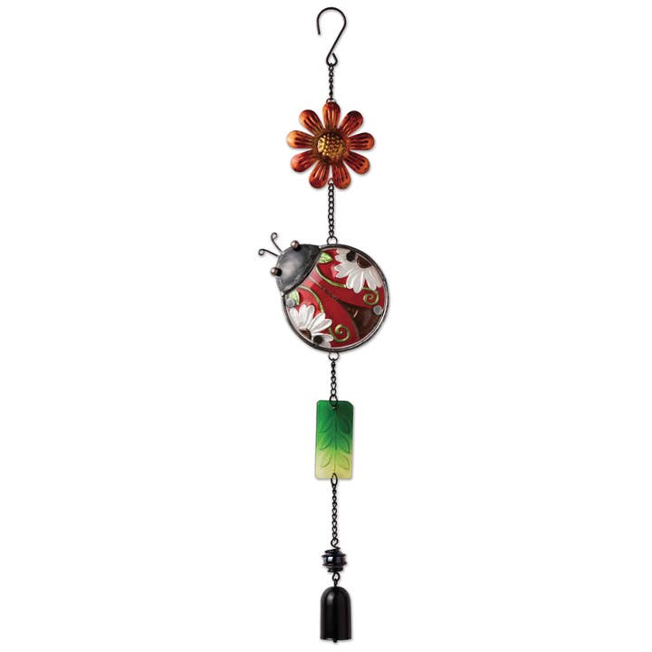 Ladybug Glass Dangling Garden Chime - 92235 for wholesale by Sunset Vista Designs