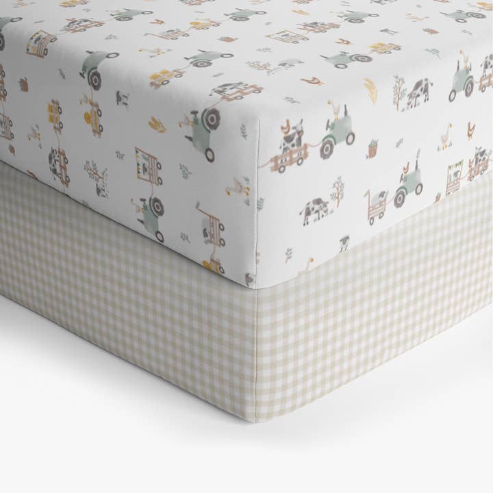 Living Textiles - Wholesale Fitted sheet – Child & baby - 2 Pack Cot Fitted Sheets - Tractor Ride