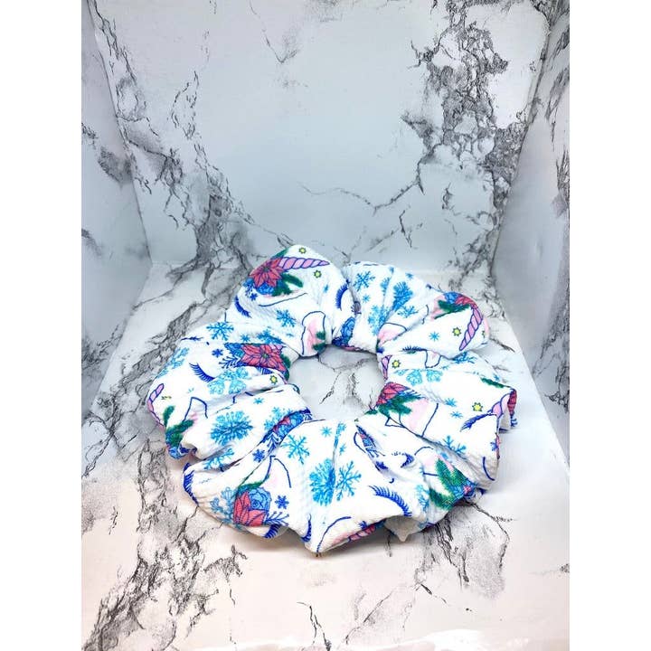 Enchanted Scrunch - Venta al por mayor Coletero - Mujer - Coletero de invierno con diseño de unicornio en forma de copo de nieve
