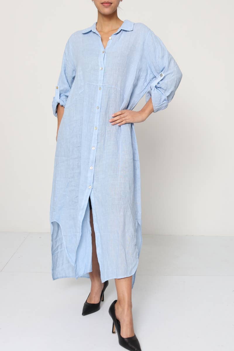 LÉA & LUC - Wholesale Dress - Women's - Long shirt dresses in 100% Linen REF. 148437