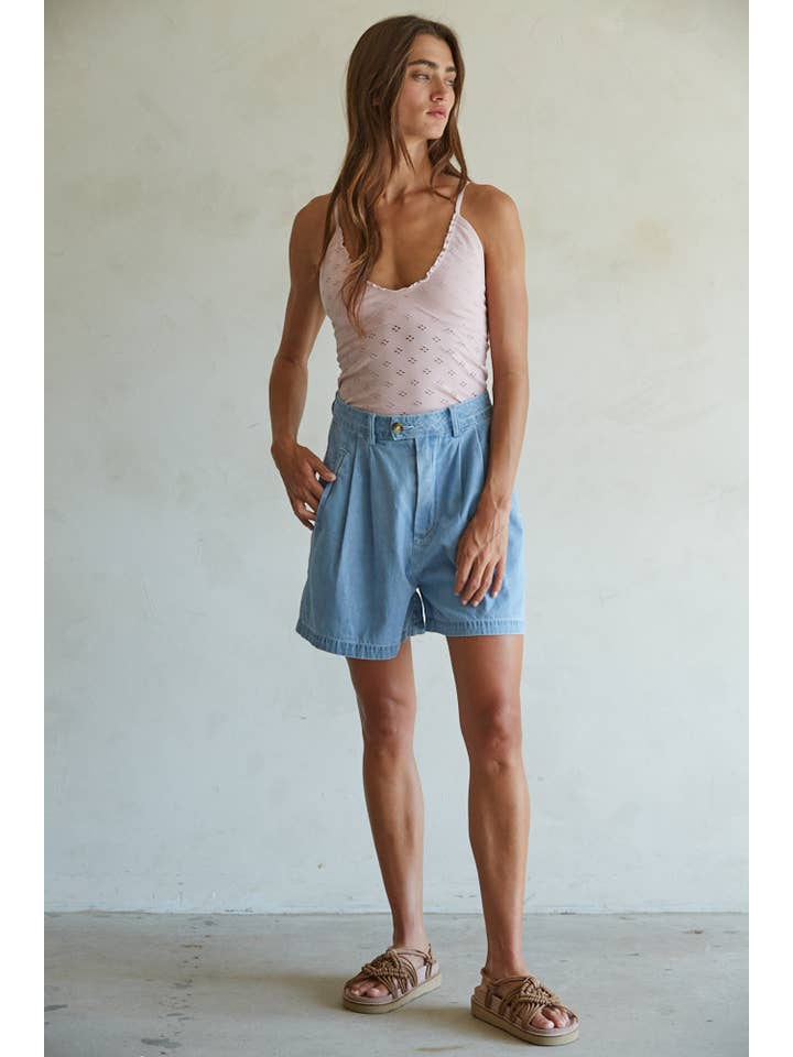 Light Lilac S1236N | Seamless Knit Nylon Spandex Eyelet Merrow Edge Cami for wholesale on Faire
