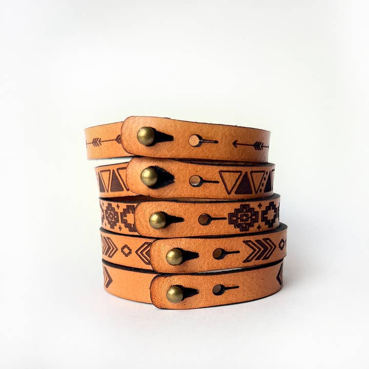 New Market Farmhouse - Wholesale Bangle Bracelet - Western Boho Thin Leather Bracelet - Stud2