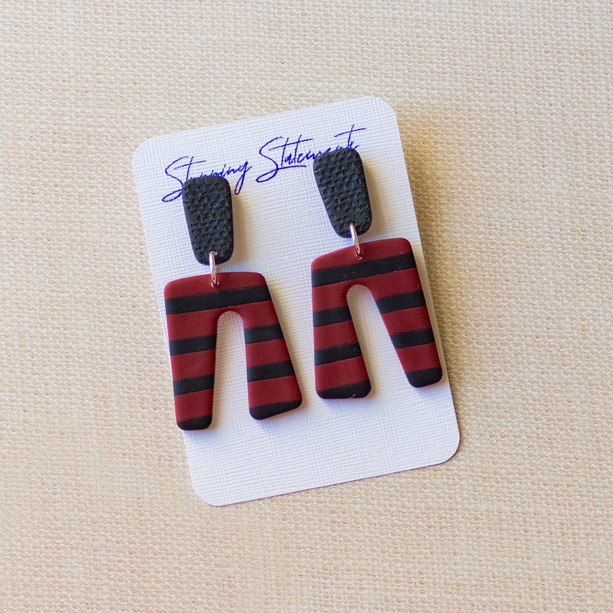 Stunning Statements - Wholesale Dangle Earrings - Brynn Gameday School Spirit Clay Earrings1