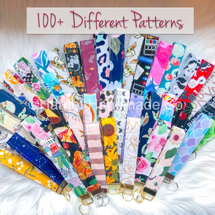 190+ Patterns, Cotton Wristlet Keychain / Key Fob / Lanyard for wholesale by Harriet Handmade Co.
