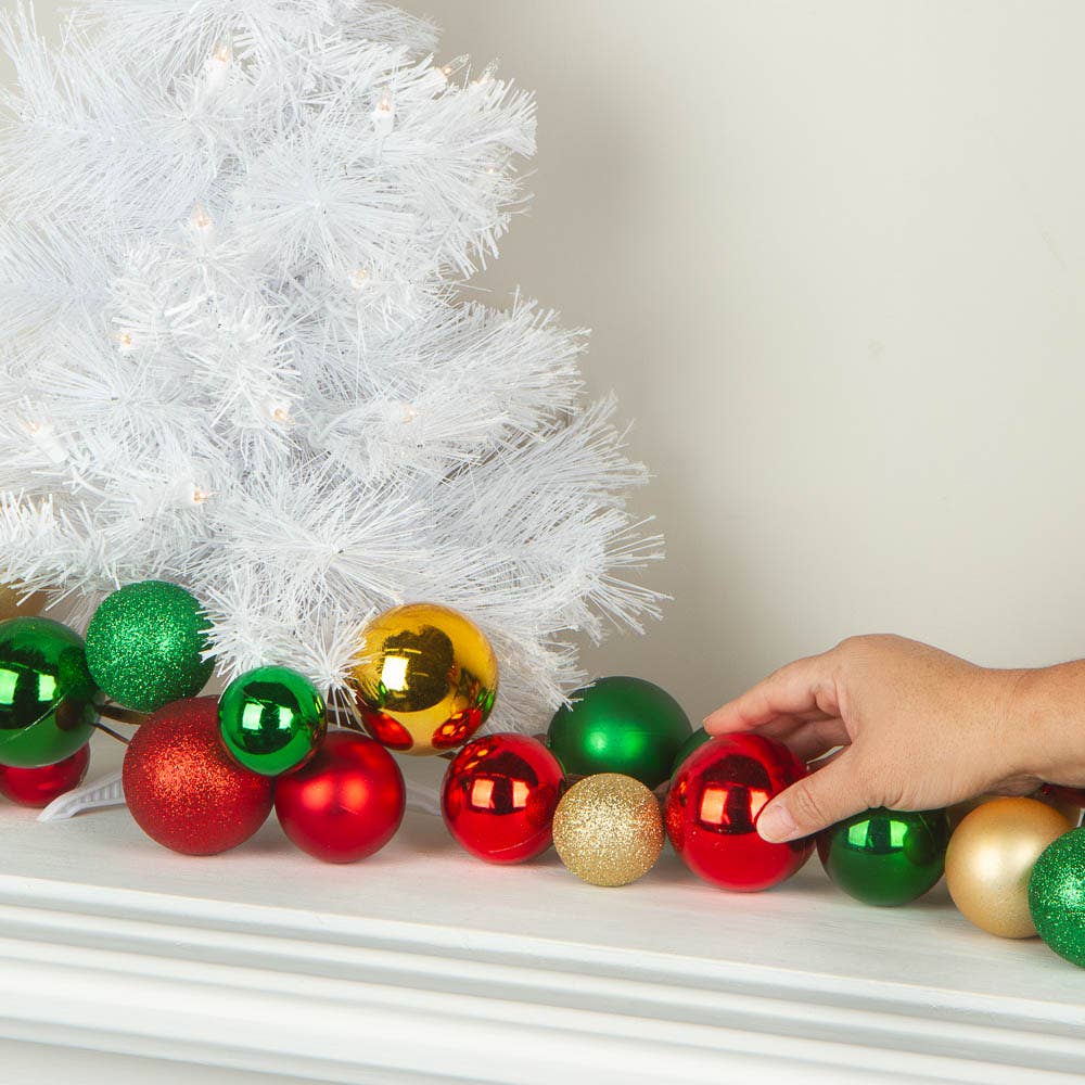 Factory Direct Craft - Vendita all'ingrosso Decorazione - Ghirlanda di palline rotonde natalizie scintillanti da 5'2