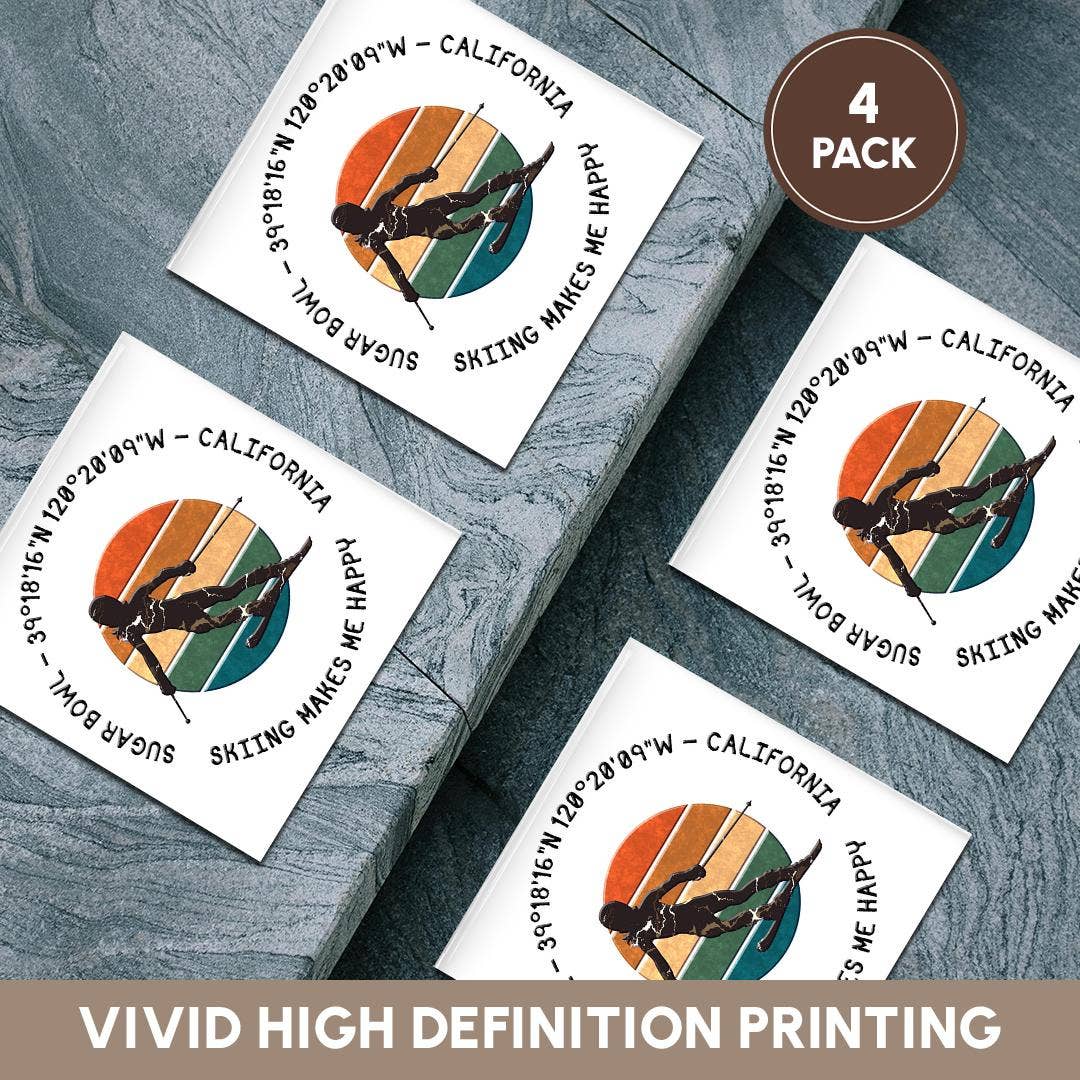 3dRose - Wholesale Coasters - 3dRose, Sugar Bowl, California. Woman skier on white. Downhill skiing sport, Coaster5