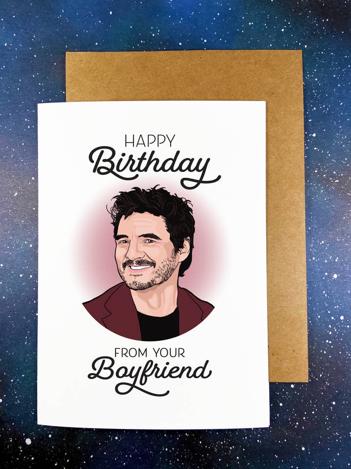 Tarjeta de felicitación de cumpleaños de Pedro Pascal para venta al por mayor de The Red Swan Shop