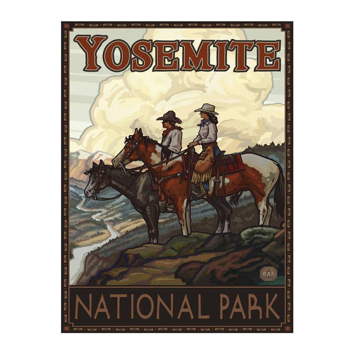 PAL-2588 A Yosemite Two Horse Riders 9x12 Print for wholesale by Art of Place