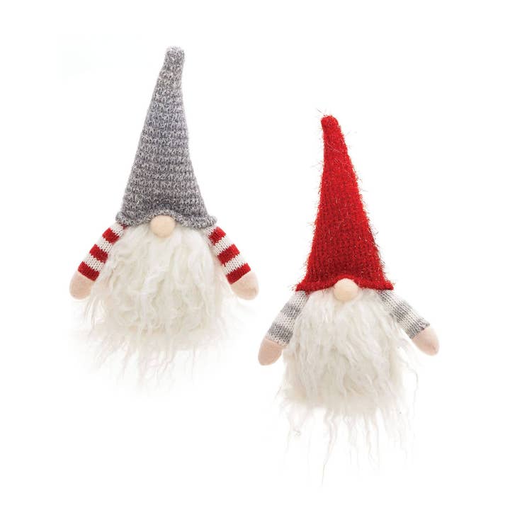 2 Asst Red/Grey Santa Gnome Ornament for wholesale by CWI Gifts