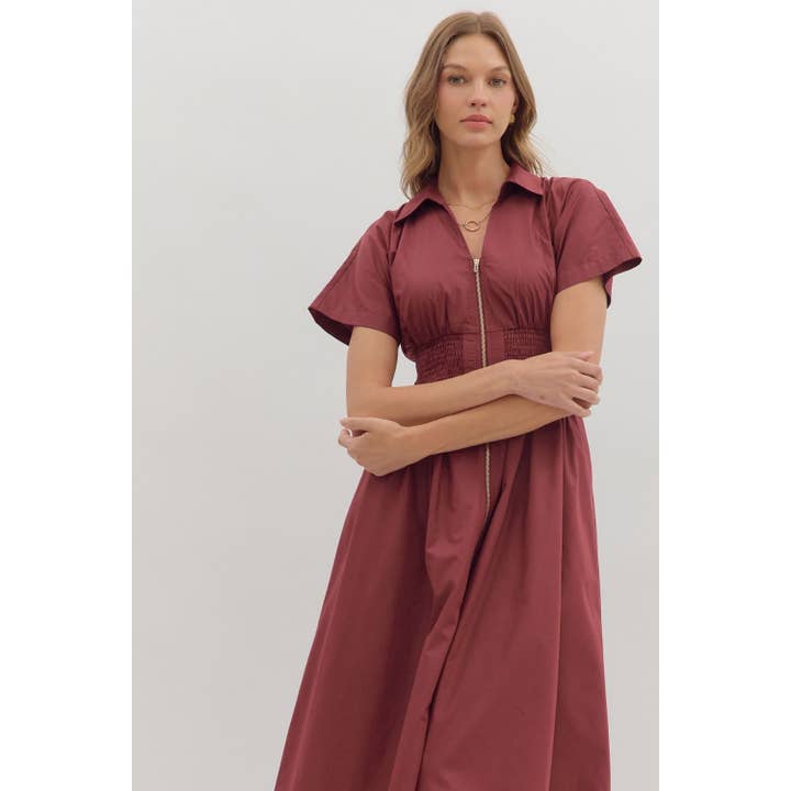 STYLE USA - Wholesale Dress - Women's - Solid short sleeve midi dress 19