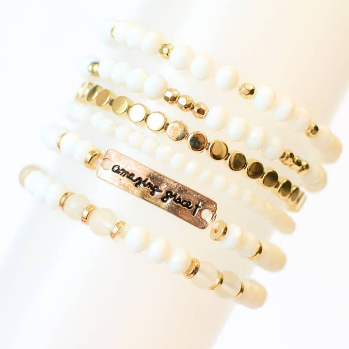 Two and Crew - Wholesale Jewelry Set - Amazing Grace beaded bracelet set jewelry Christian faith