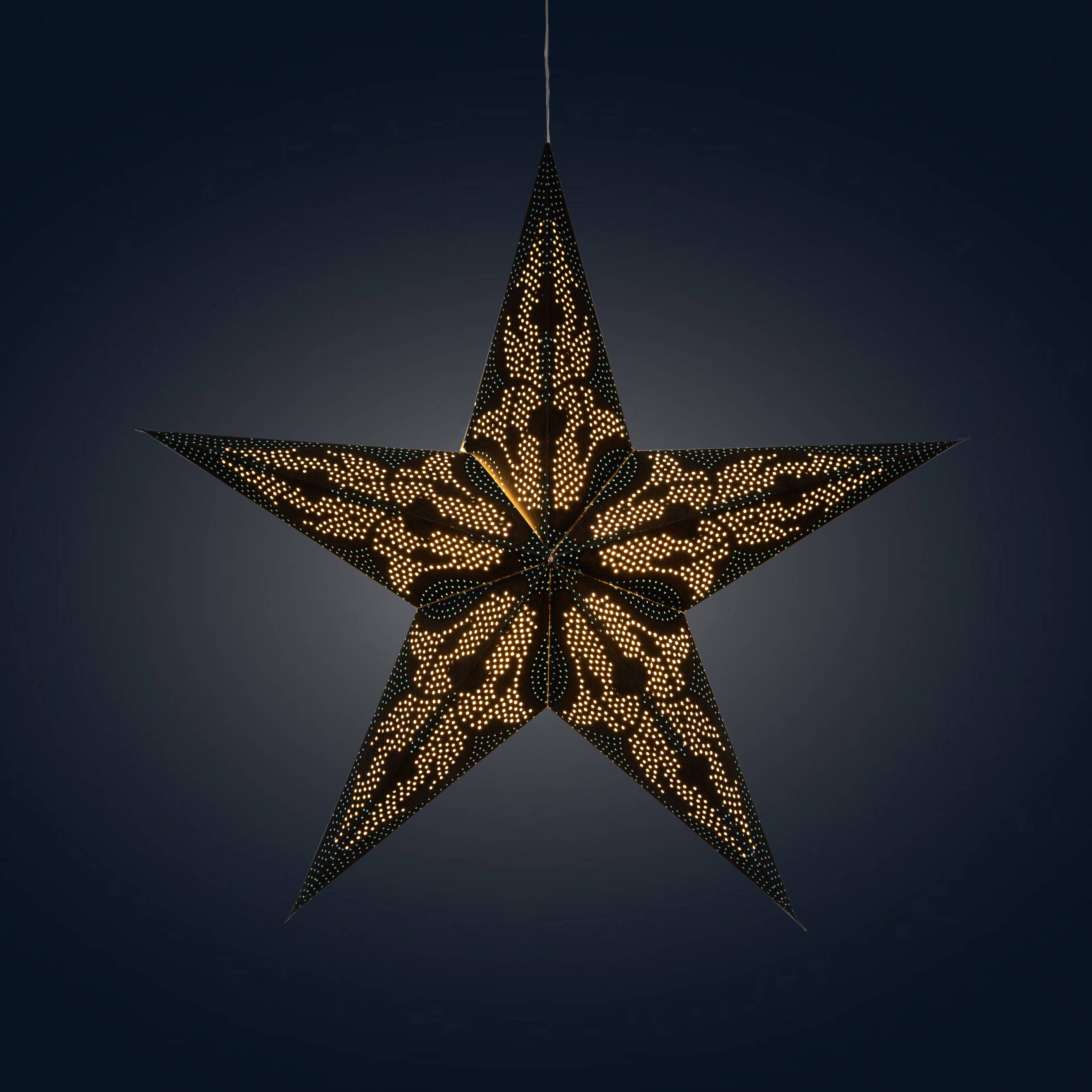 Artschatz LLC - Wholesale Paper Lantern/Lamp - Marrakesh ~5 P, 24", Black / Cyan Paper Star Light