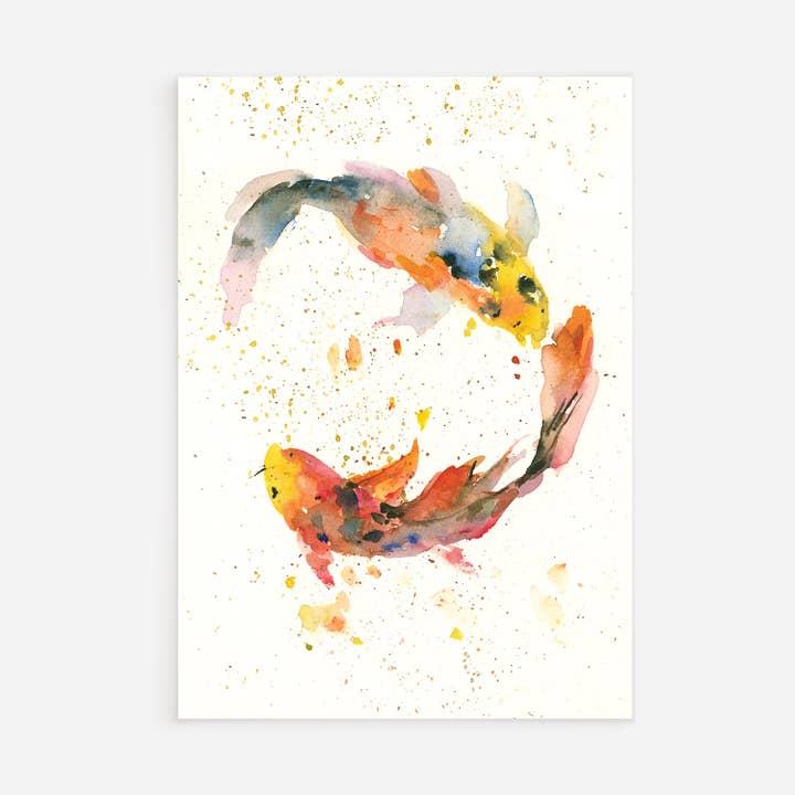 Ping He Art - Venta al por mayor Tarjeta postal - Tarjeta postal Yin Yang Koi Fish
