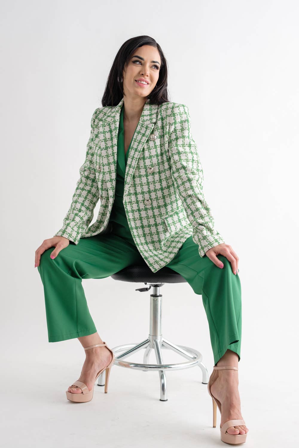 Tea & Cup - Wholesale Blazer - Women's - TCH8079-Tweed double-breasted blazer1