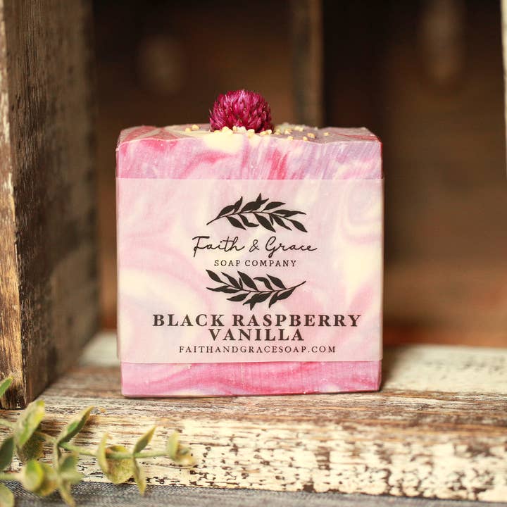 Faith and Grace Soap Co. - Wholesale Bar Soap - Black Raspberry Vanilla Artisan Soap, Premium Fragrance