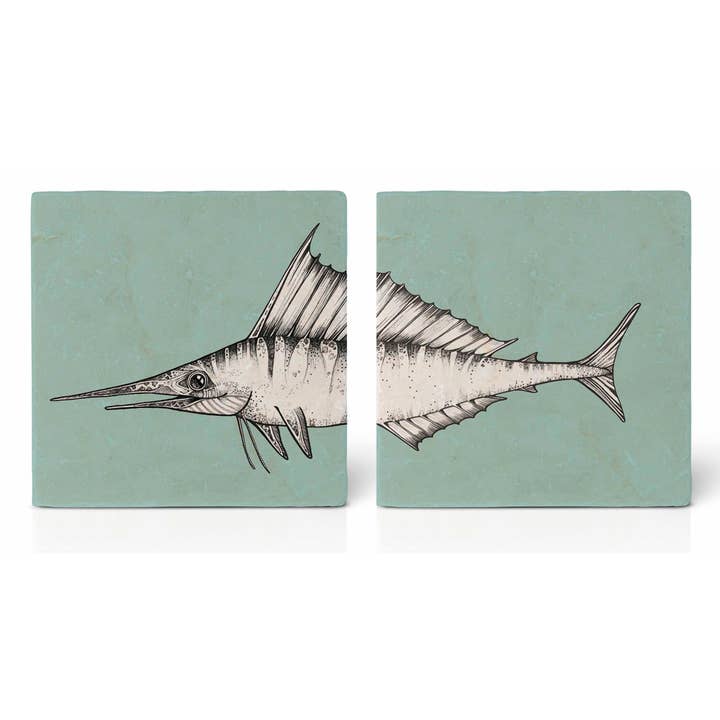 Tile Coasters – Set of 2 – Swordfish for wholesale by LIGARTI