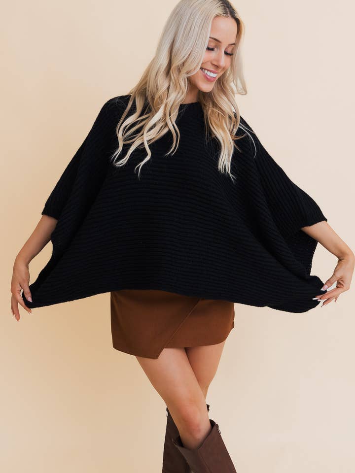 Leto Accessories - Wholesale Poncho - Women's - Minimalist Crew Neck Poncho Sweater – Chic and Cozy Knitwear8