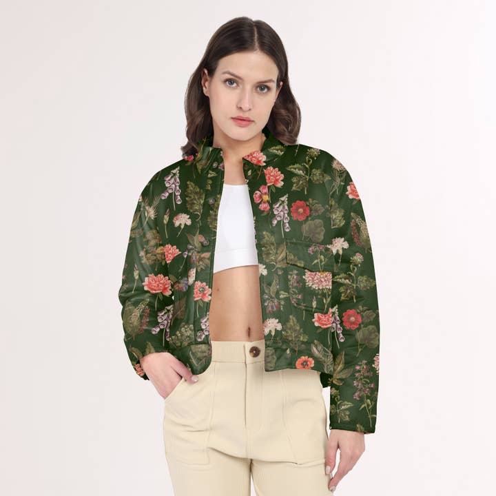 Victoriansk grøn blomsterquiltet jakke for engroshandel hos The Cozyy Affair