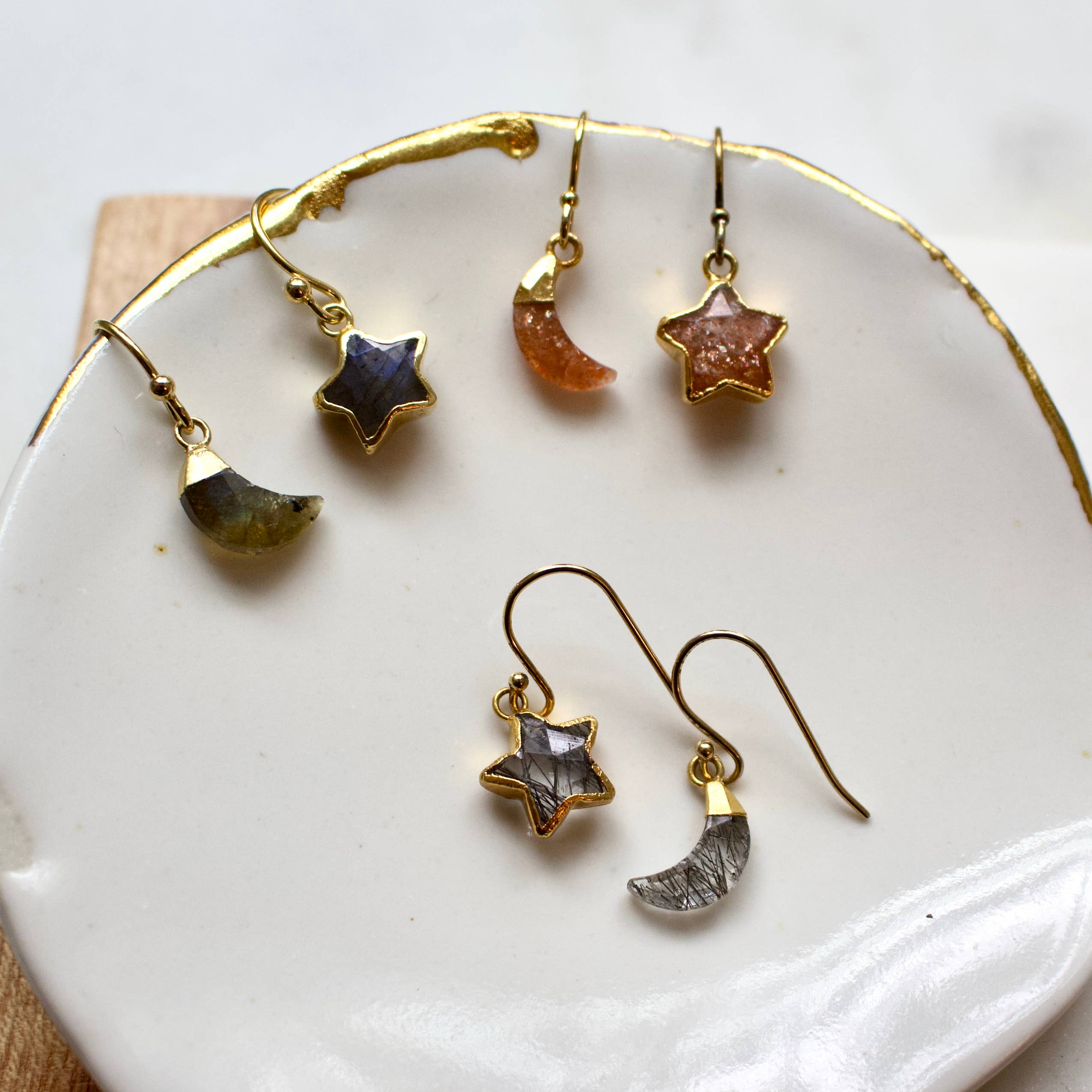 a.v. max - Wholesale Dangle Earrings - Mini Moon & Star Mismatched Earrings|many colors0