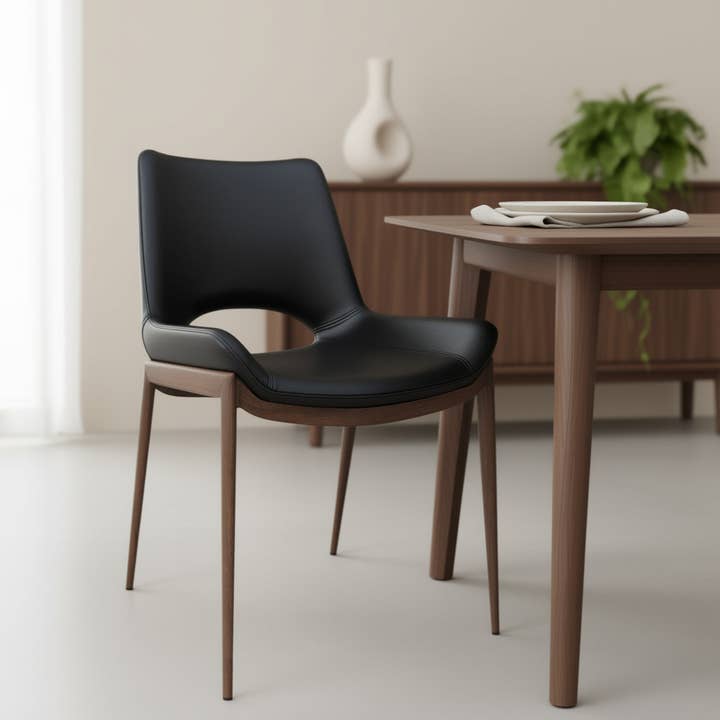 Chaises de salle à manger lot de 6 Icona Noir | Noyer pour la vente par Your Bar Stools