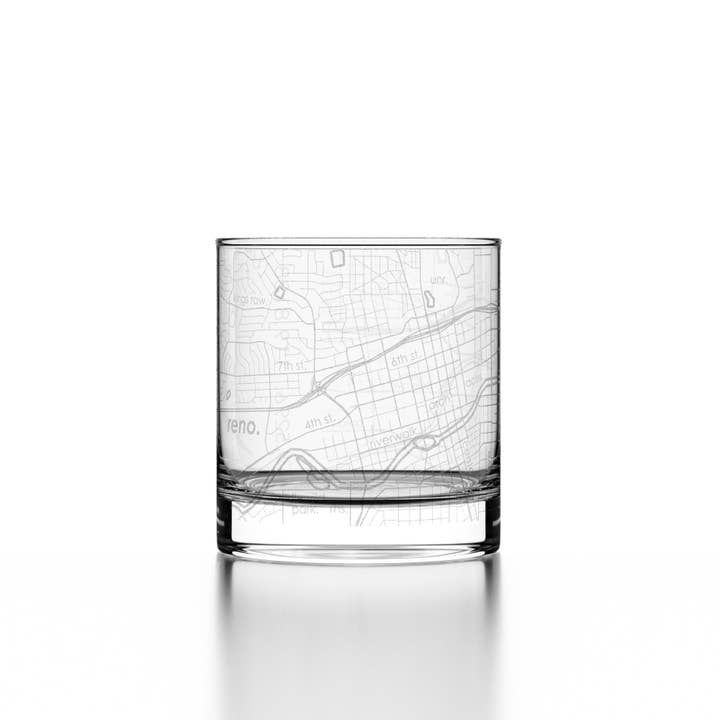 Well Told - Wholesale Cocktail/Liquor Glass - Reno NV Map Rocks Whiskey Glass