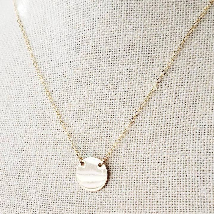 Smooth Gold Disc Choker Necklace for wholesale by Aden + Claire Jewelry
