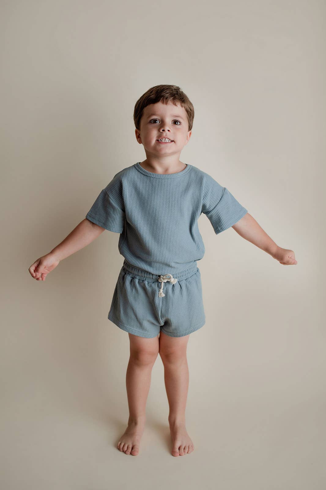 Three Little Tots – wholesale Top & short set – Kids – Santorini Summer Waffle Toddler Top & Bottom Set3