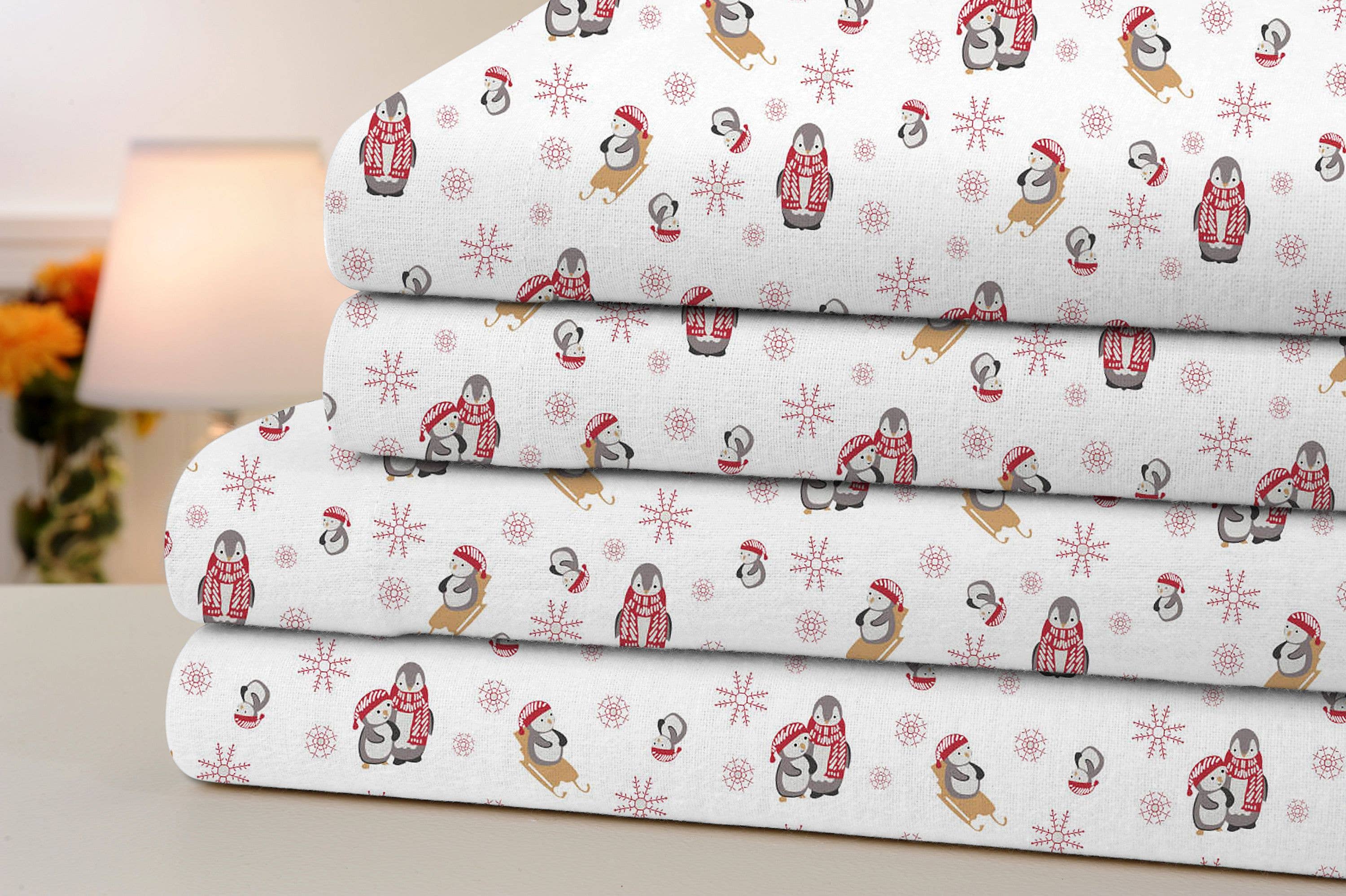 Bed Bath Fashions - Wholesale Sheet Set - Bibb Home Printed Flannel 4 Piece Sheet Set2