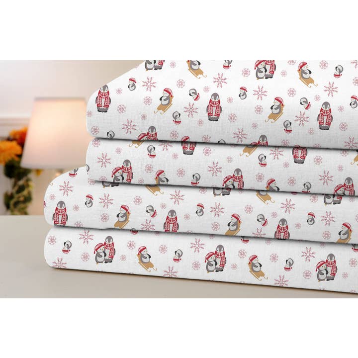 Bed Bath Fashions - Wholesale Sheet Set - Bibb Home Printed Flannel 4 Piece Sheet Set2