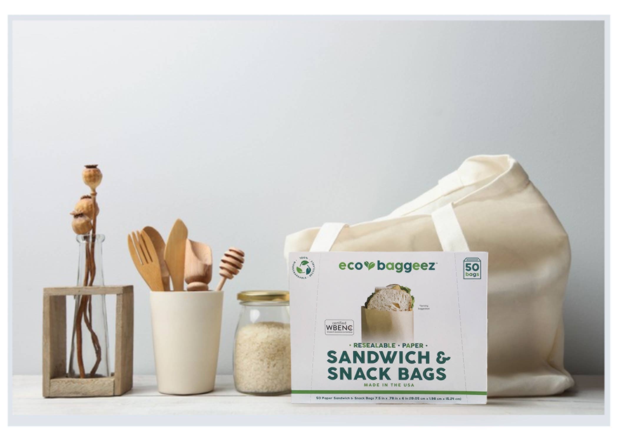 Eco Baggeez - Vente Sachet de conservation/film alimentaire - Sac à sandwich et à collation en papier biodégradable respectueux de l'environnement6