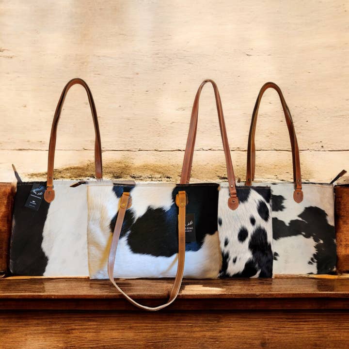 Ranch Junkie - Wholesale Tote Bag - Women's - Genuine Cowhide Large Tote Highlands Black Cowhide Tote16