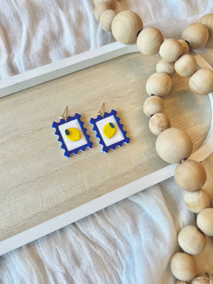 Orecchini con Timbro di Limone, Orecchini di Sorrento, Orecchini di Limone per la vendita all'ingrosso da parte di SeizeTheClayJewelry
