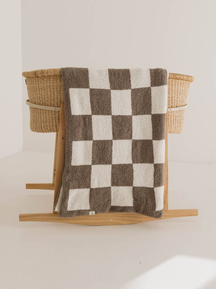 Plush Blanket | Mushroom Checkerboard for wholesale by Forever French Baby