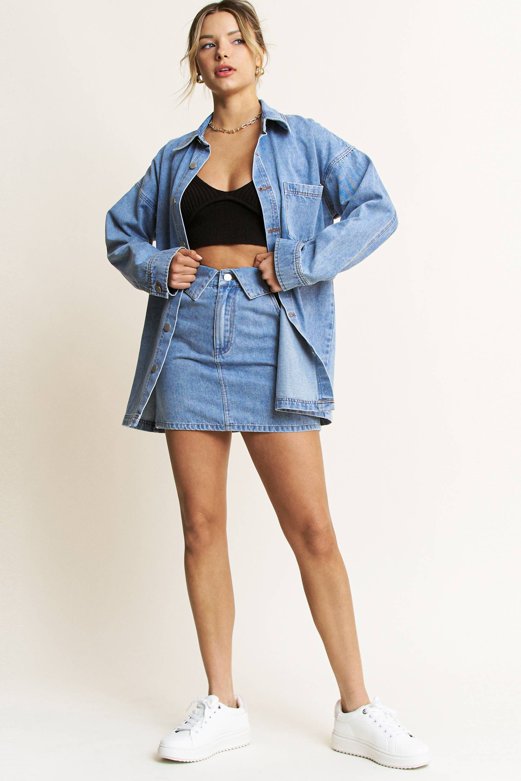 DENIM COOPER JACKET AND SKIRT SET - HQSET0087 for wholesale on Faire19