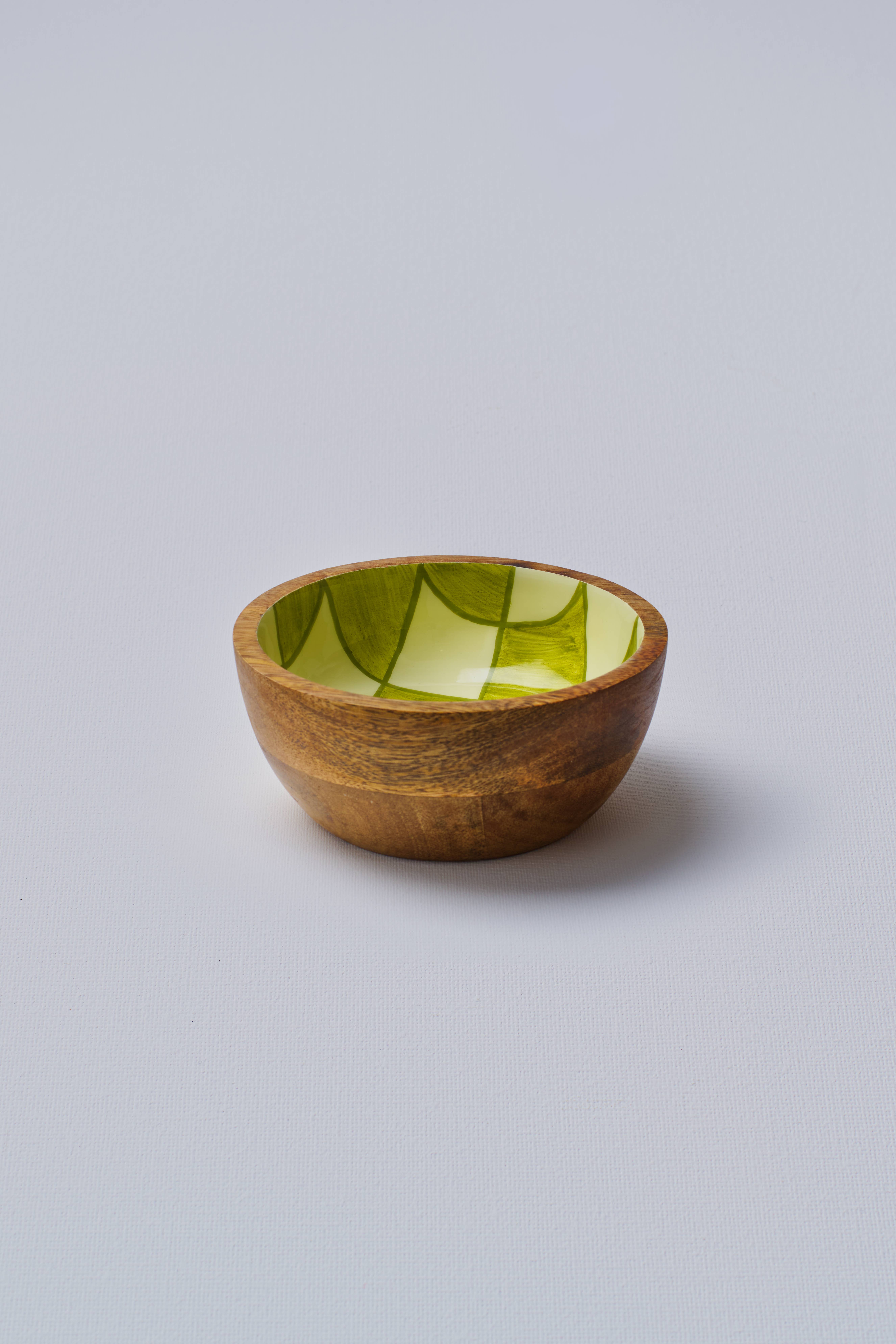 Atolia Designs – wholesale Bowl – Green Chequered Handpainted Wooden Bowl - Small3