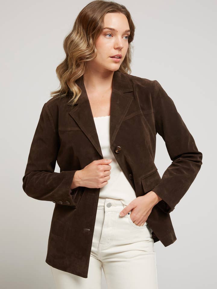 WHITNEY - Blazer jacket with aged leather effect for wholesale by Andy & Lucy