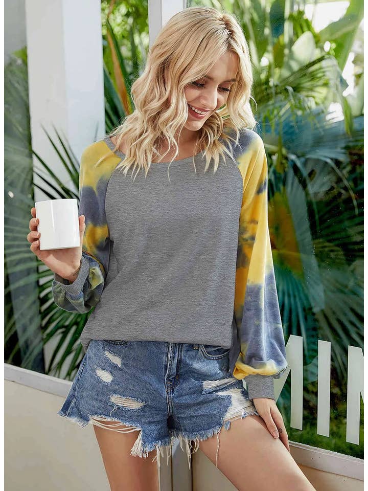 Supreme Fashion - Wholesale Knit Top - Women's - Round Neck Tie Dye Long Sleeve Shirt4