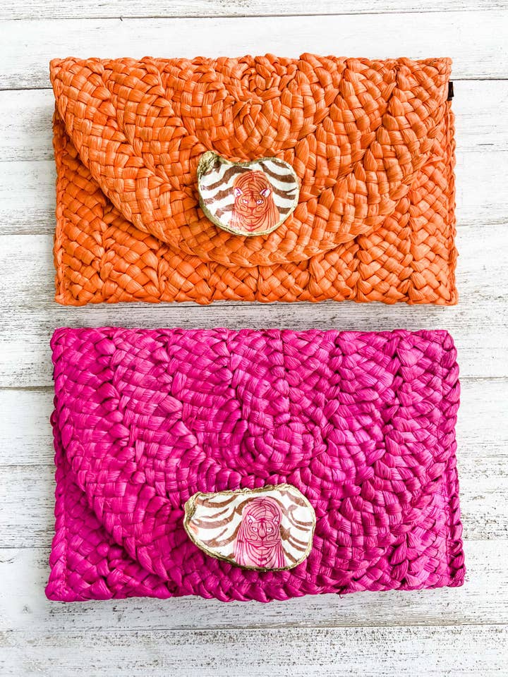 Tiger Oyster Shell Clutch for wholesale by Made on Maidstone