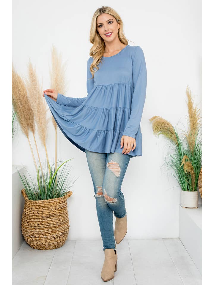 You & Me - Vendita all'ingrosso Tunica - Donna - YMT20005V-SOLID TOP A MANICHE LUNGHE A STRATI7