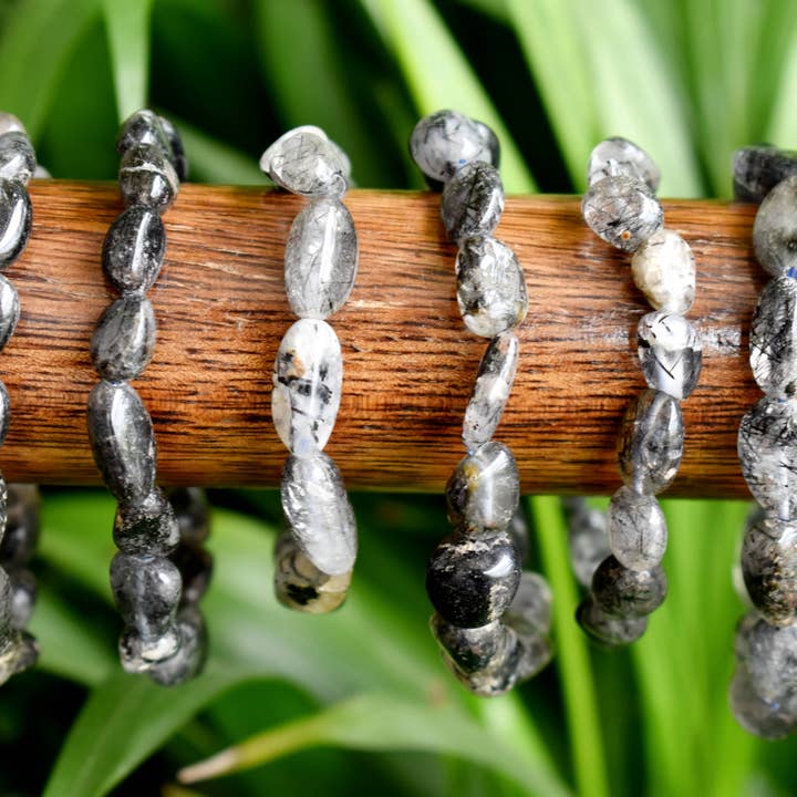 Soothing Crystals – wholesale Beaded bracelet – Nugget Bracelet | Black Rutile | Crystal Nuggets Jewelry