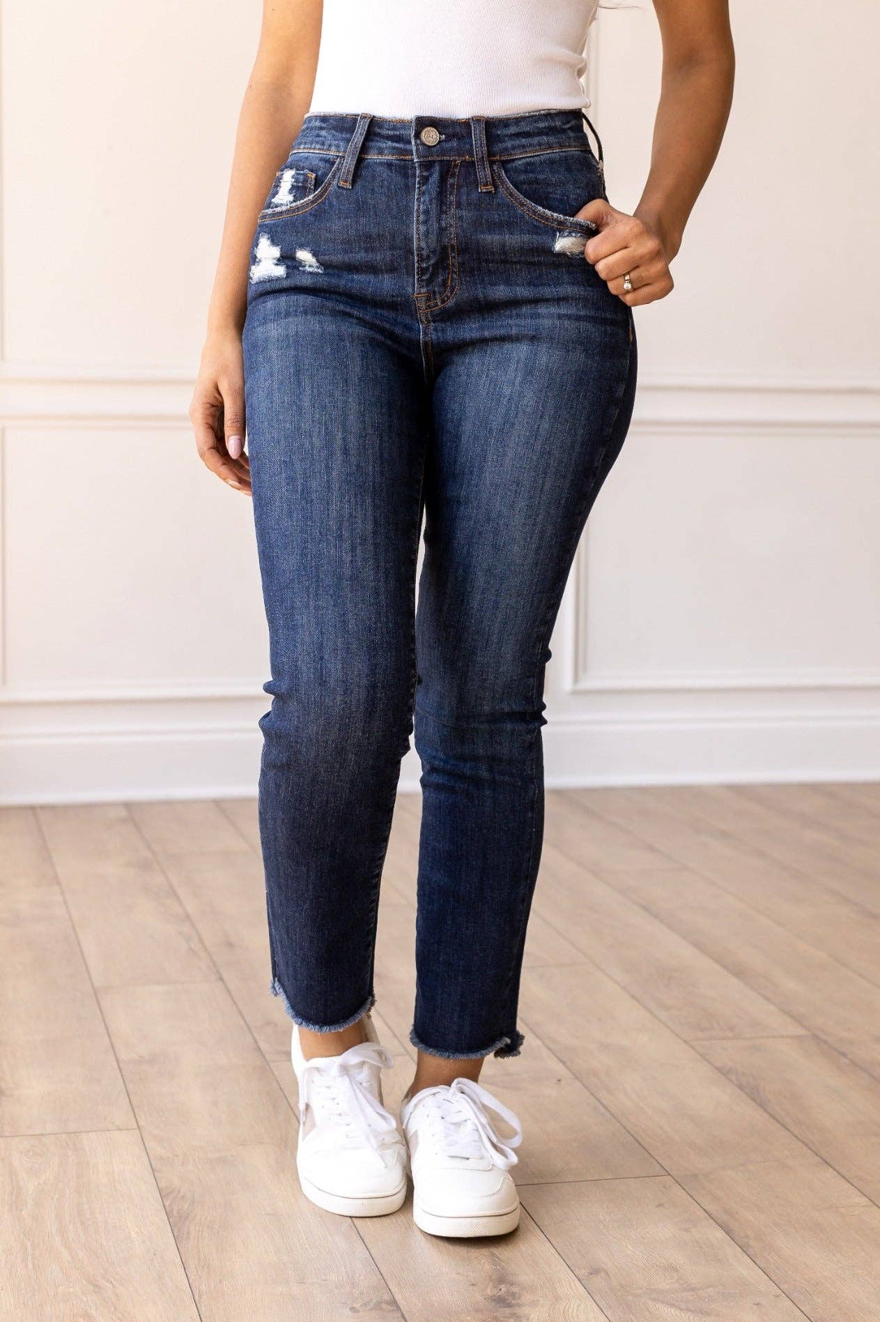 Blue The Juliette Dark Wash Distressed Jeans for wholesale on Faire3