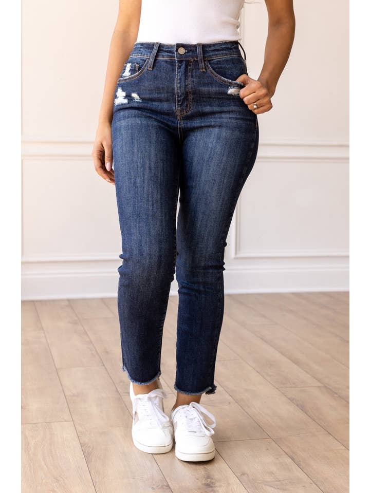 Blue The Juliette Dark Wash Distressed Jeans for wholesale on Faire3