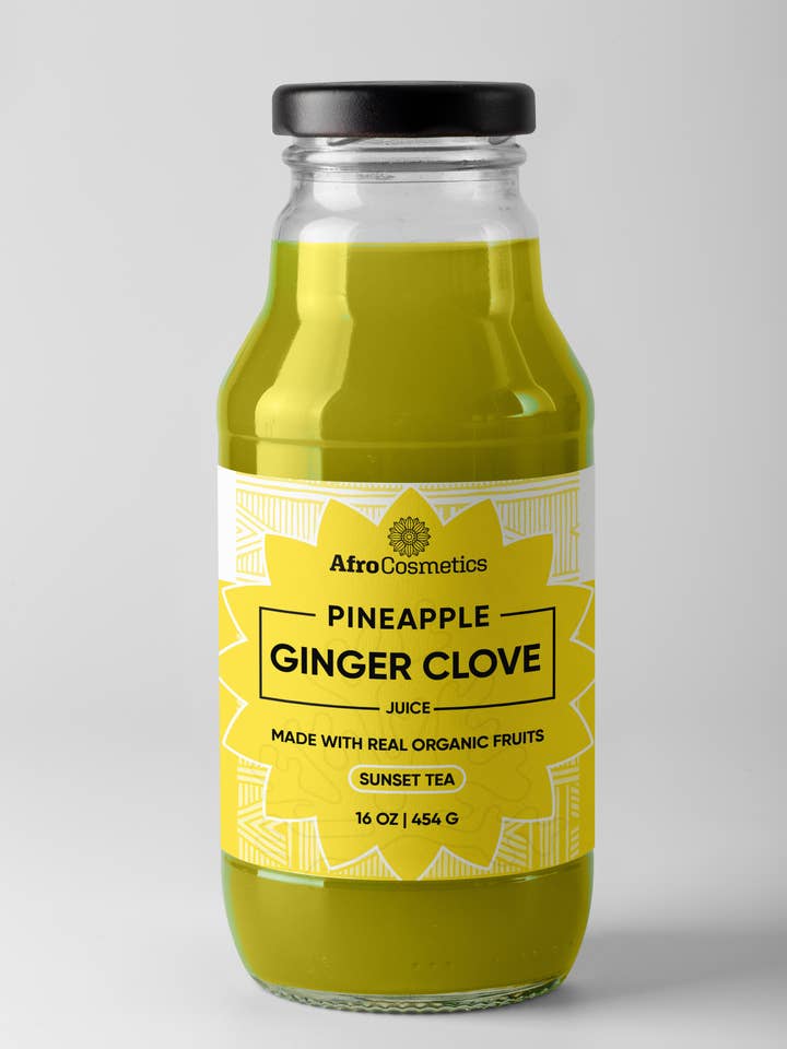 Sunset Tea Made with Pineapple Ginger Clove Sea Moss 16 oz for wholesale by AfroCosmetics & Culture