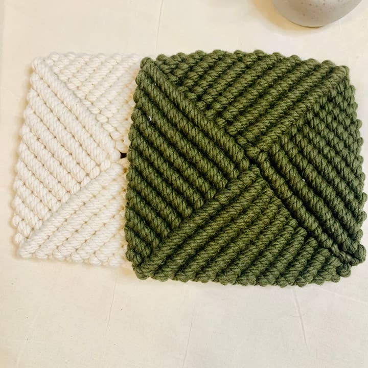 Knotting Studio - Vendita all'ingrosso Sottobicchiere - Sottobicchieri quadrati in macramè, tappetino per candele, tovaglietta per piante, regalo per lei