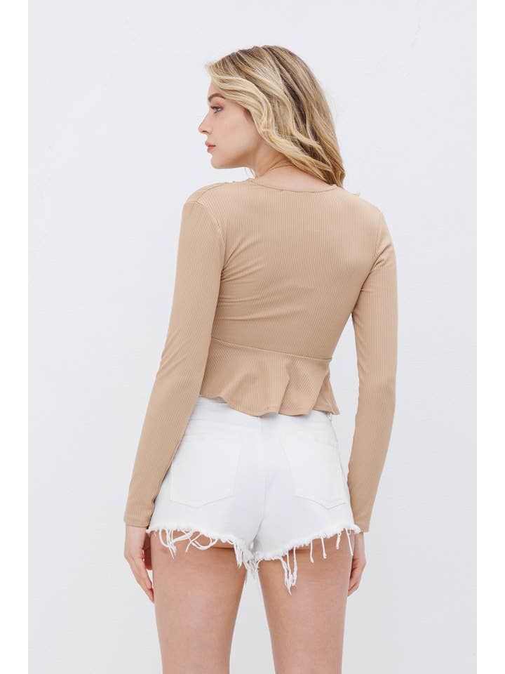 Blue B - Wholesale Knit Top - Women's - 71073T - Brushed Yummy Rib Tunnel Tie Long Peplum Top5