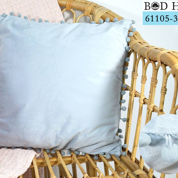 BOD HOME – Engroshandel Stolehynde – Almindelig pude med kugler kant blå 45* 45cm