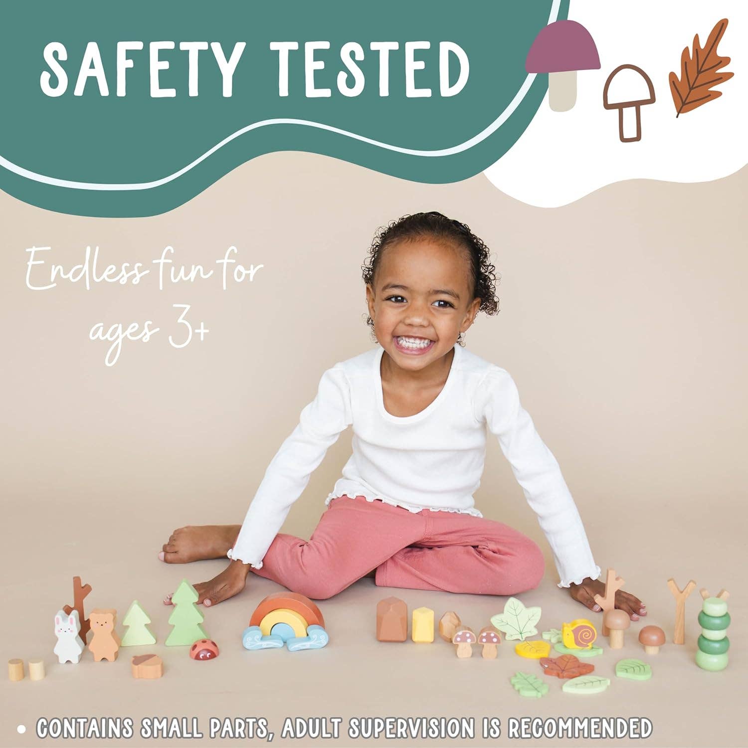 Spirit 'N Sprout - Wholesale Toy set – Kids - Wooden Forest Sensory Bin Accessories - Montessori Toddler Toys - Wooden Stacking Blocks8