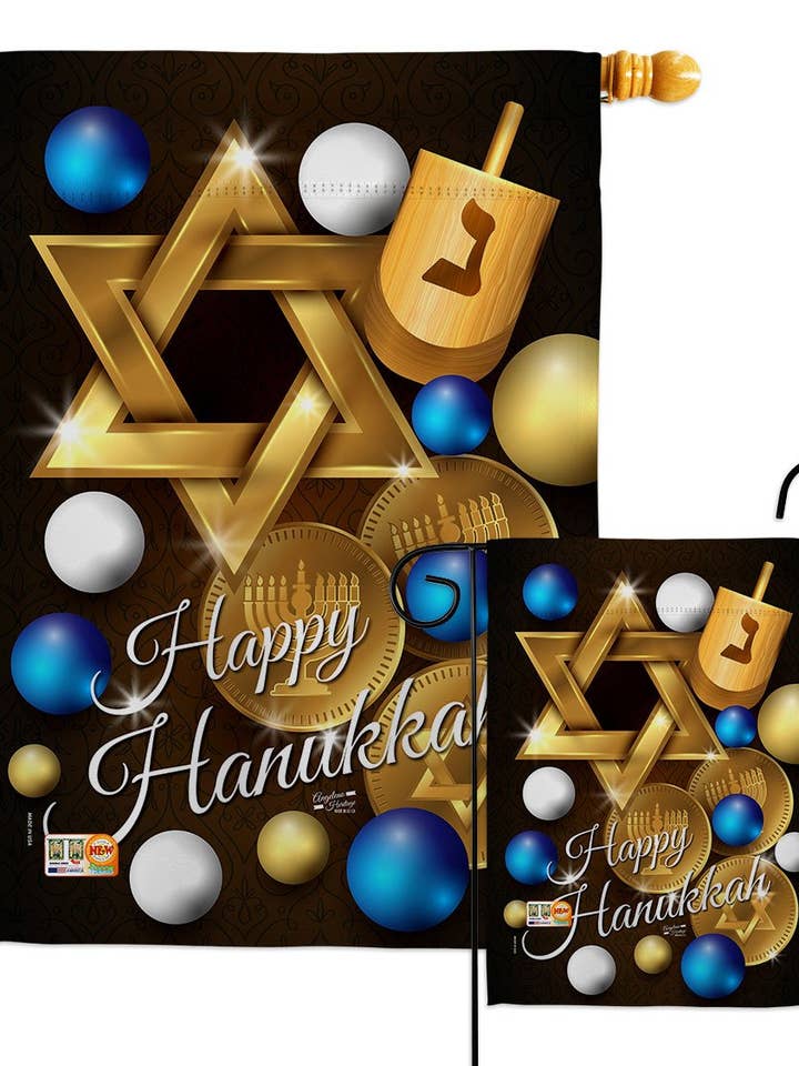 Happy Hanukkah Wintertime Decor Flag for wholesale by Two Group Flag Co